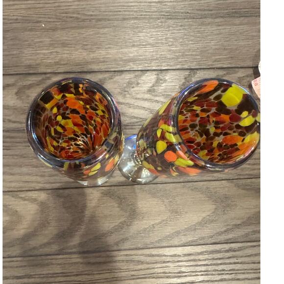 Set Of 2 Mexican Glass Champange Flutes - Picture 2 of 3